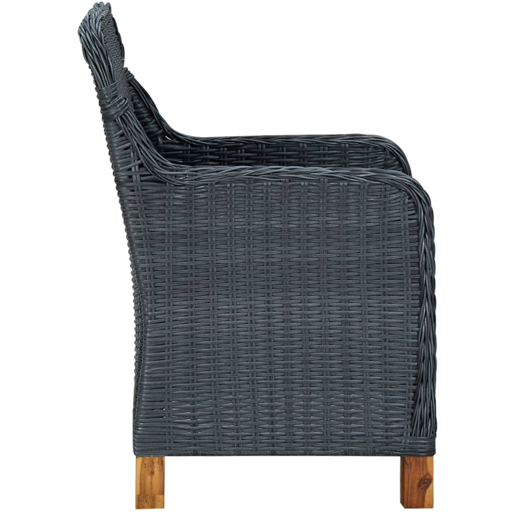 Sedie da Giardino con Cuscini 2 pz in Polyrattan Grigio Scuro - homemem39