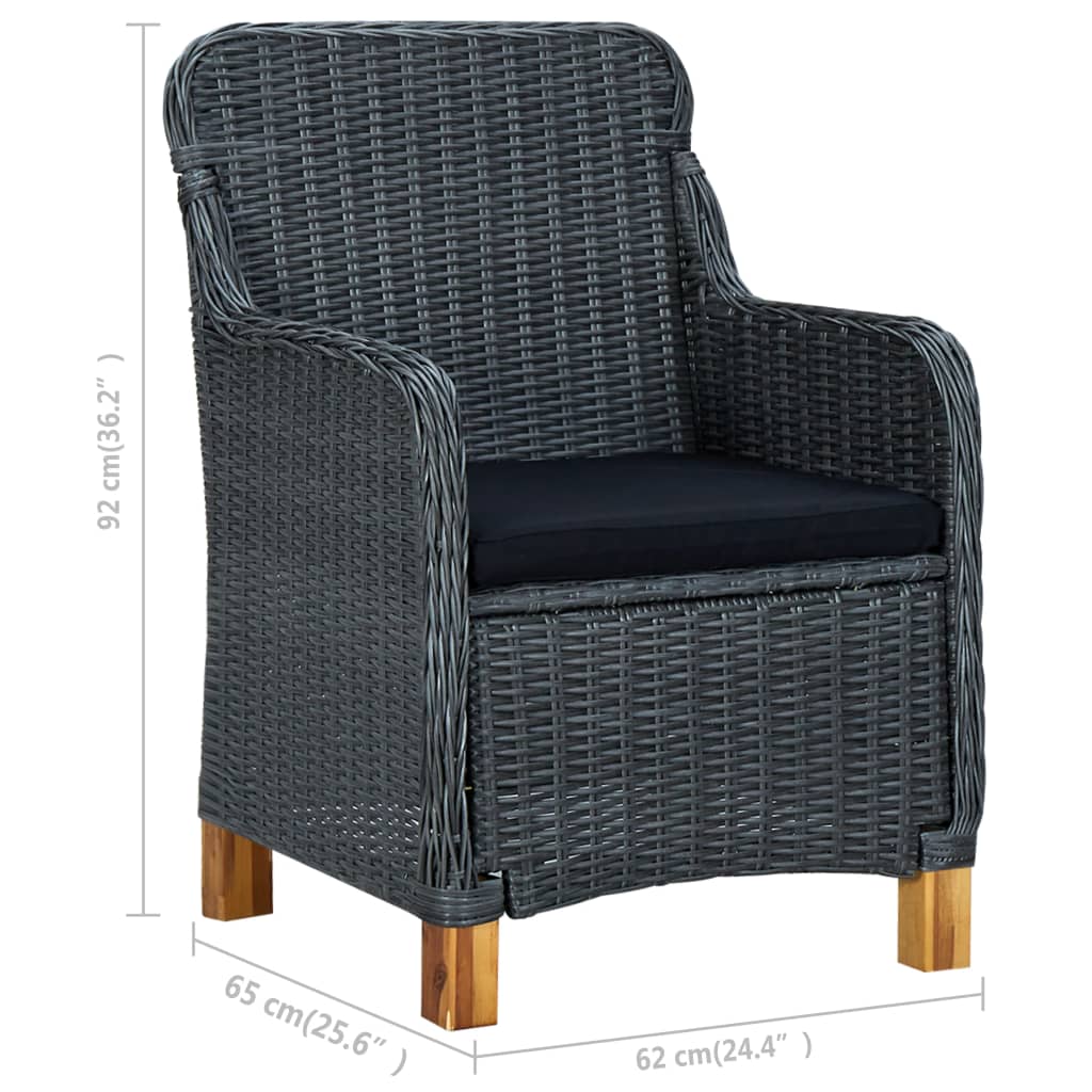 Sedie da Giardino con Cuscini 2 pz in Polyrattan Grigio Scuro - homemem39