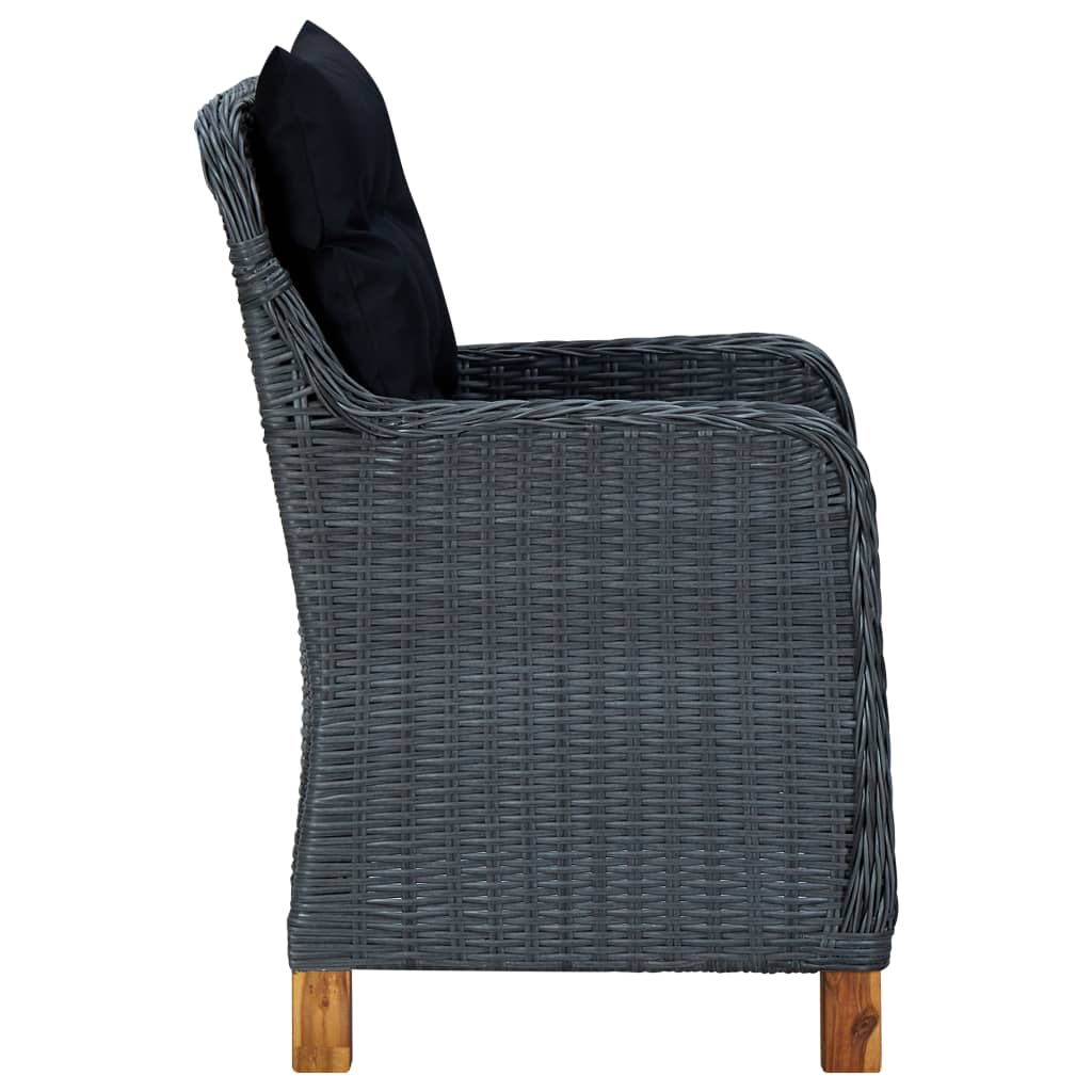 Sedie da Giardino con Cuscini 2 pz in Polyrattan Grigio Scuro - homemem39