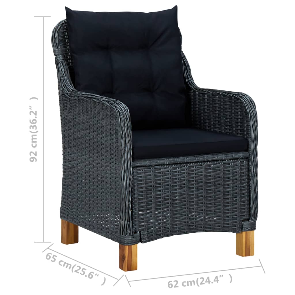 Sedie da Giardino con Cuscini 2 pz in Polyrattan Grigio Scuro - homemem39