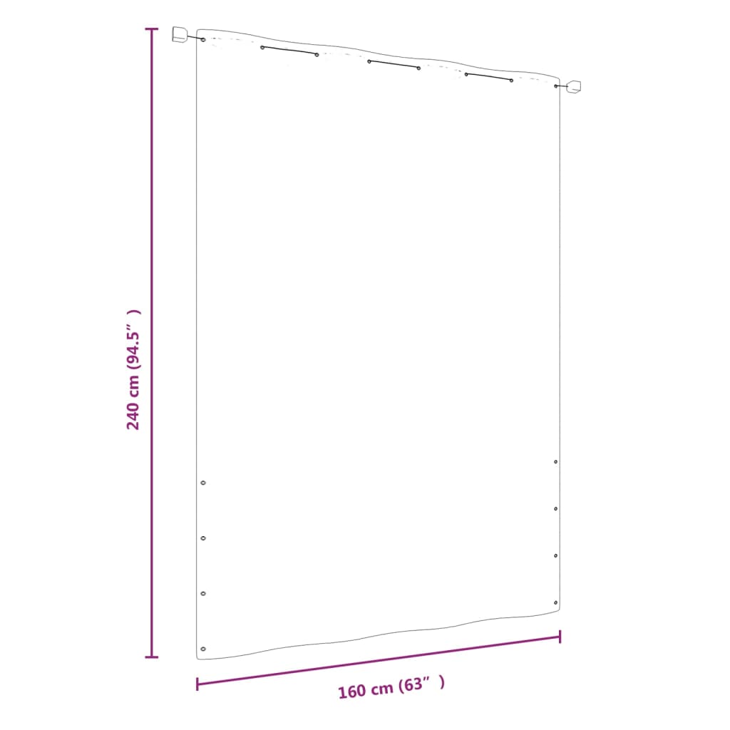 Paravento per Balcone Nero 160x240 cm in Tessuto Oxford - homemem39