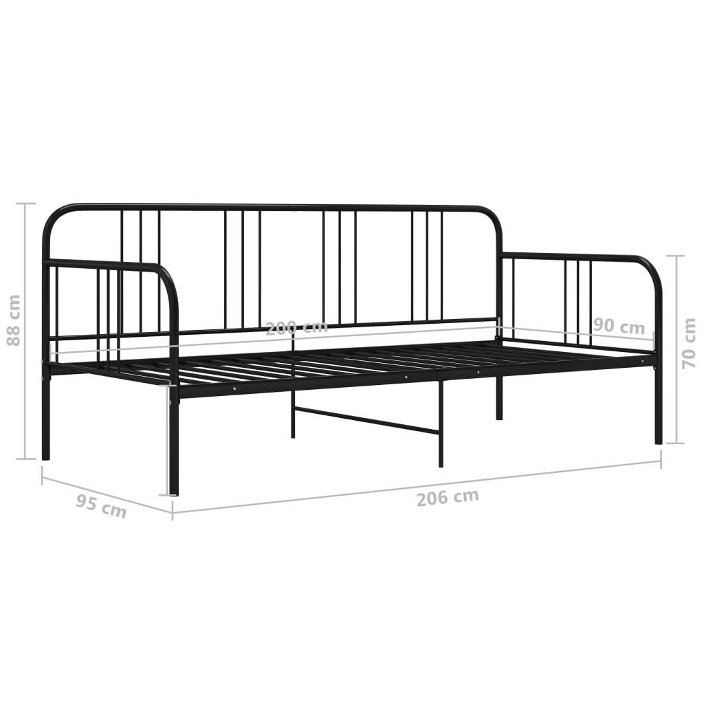 Divano Letto Telaio Nero in Metallo 90x200 cm - homemem39