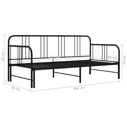 Telaio Divano Letto Estraibile Nero in Metallo 90x200 cm - homemem39