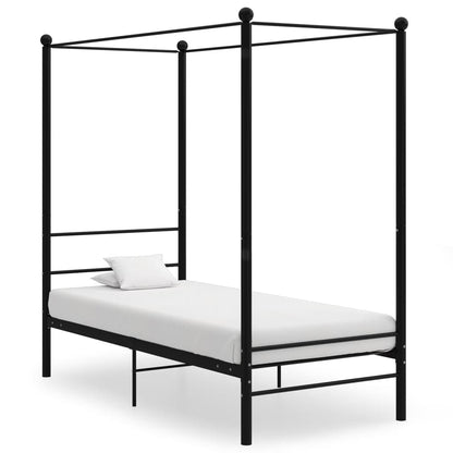 Letto a Baldacchino Nero in Metallo 90x200 cm - homemem39