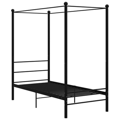 Letto a Baldacchino Nero in Metallo 90x200 cm - homemem39