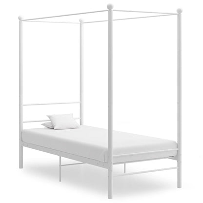 Letto a Baldacchino Bianco in Metallo 90x200 cm - homemem39