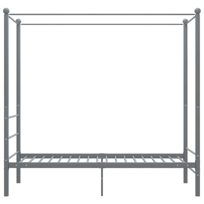 Letto a Baldacchino Grigio in Metallo 90x200 cm - homemem39