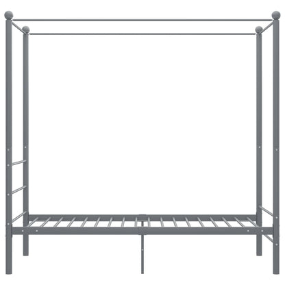 Letto a Baldacchino Grigio in Metallo 100x200 cm - homemem39