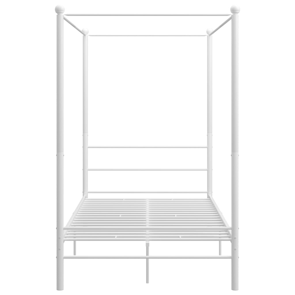 Letto a Baldacchino Bianco in Metallo 140x200 cm - homemem39