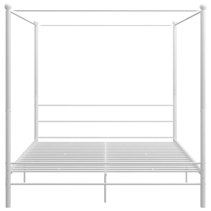 Letto a Baldacchino Bianco in Metallo 180x200 cm - homemem39