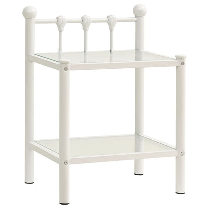 Comodino Bianco e Trasparente 45x34,5x60,5 cm Metallo e Vetro - homemem39