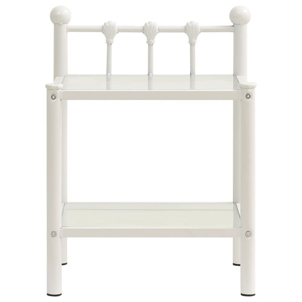 Comodino Bianco e Trasparente 45x34,5x60,5 cm Metallo e Vetro - homemem39