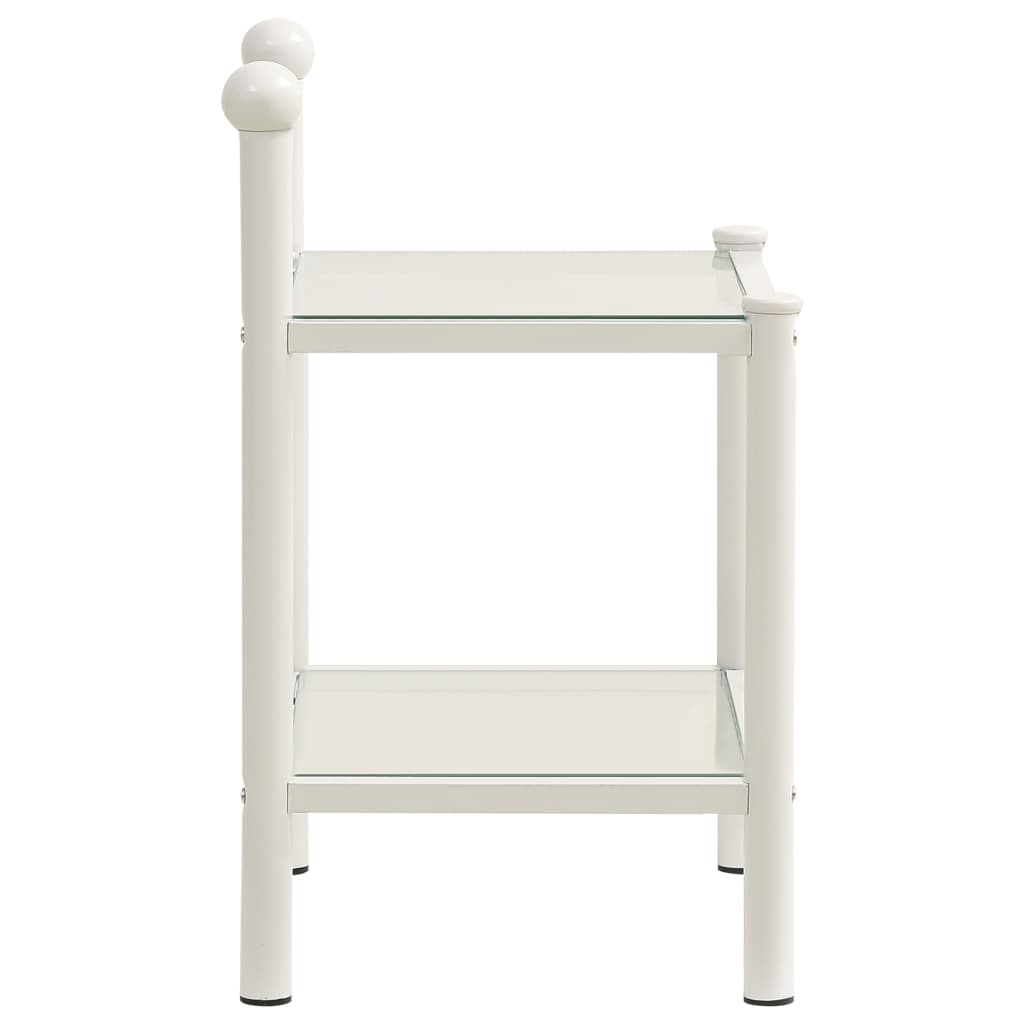 Comodino Bianco e Trasparente 45x34,5x60,5 cm Metallo e Vetro - homemem39