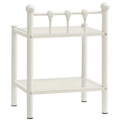 Comodino Bianco e Trasparente 45x34,5x60,5 cm Metallo e Vetro - homemem39