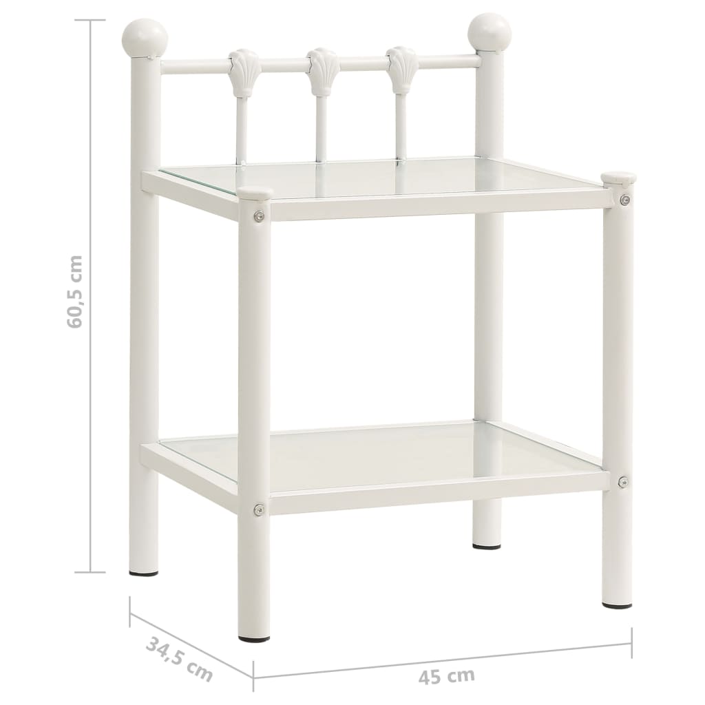 Comodino Bianco e Trasparente 45x34,5x60,5 cm Metallo e Vetro - homemem39