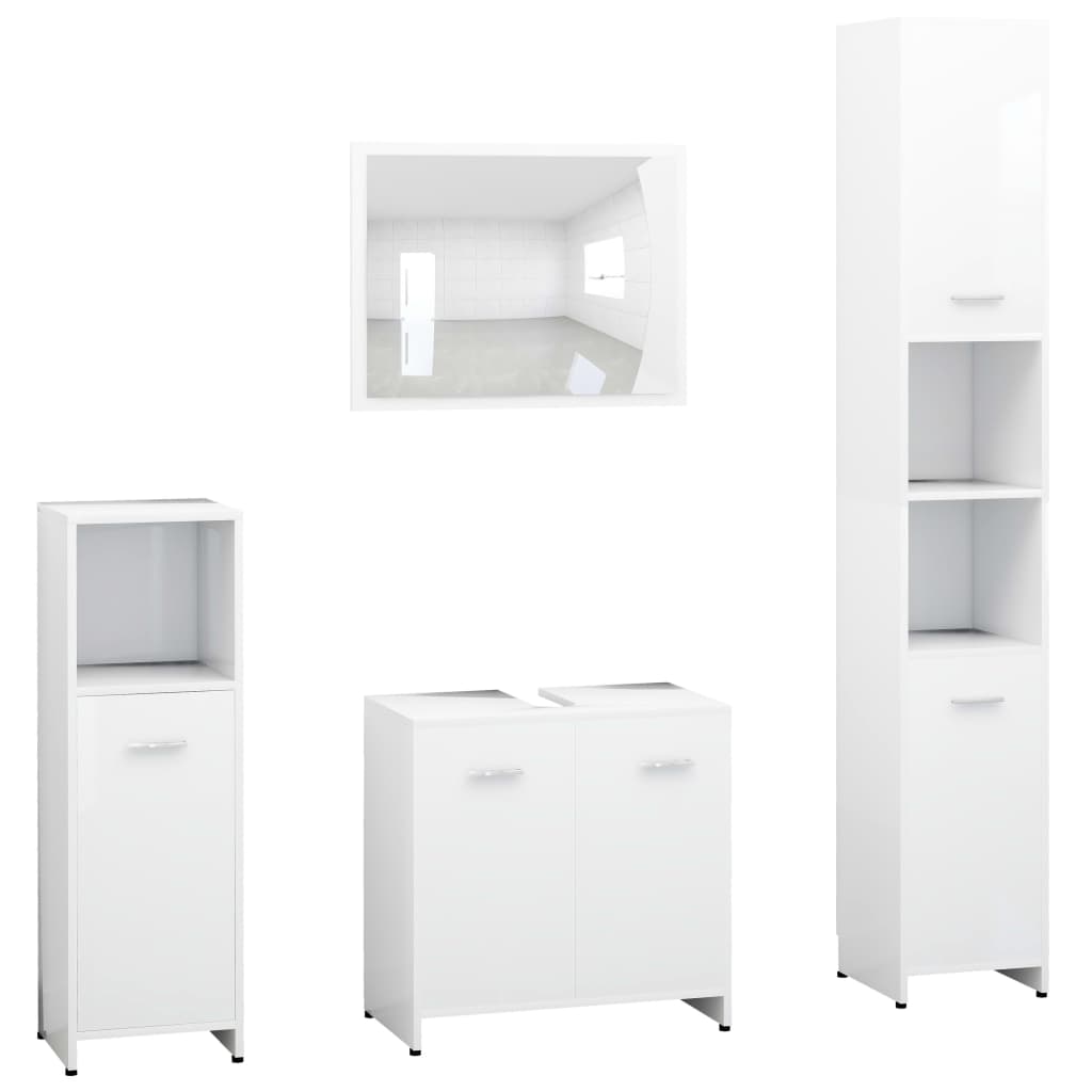 Set Mobili da Bagno 4 pz Bianco in Legno Multistrato - homemem39