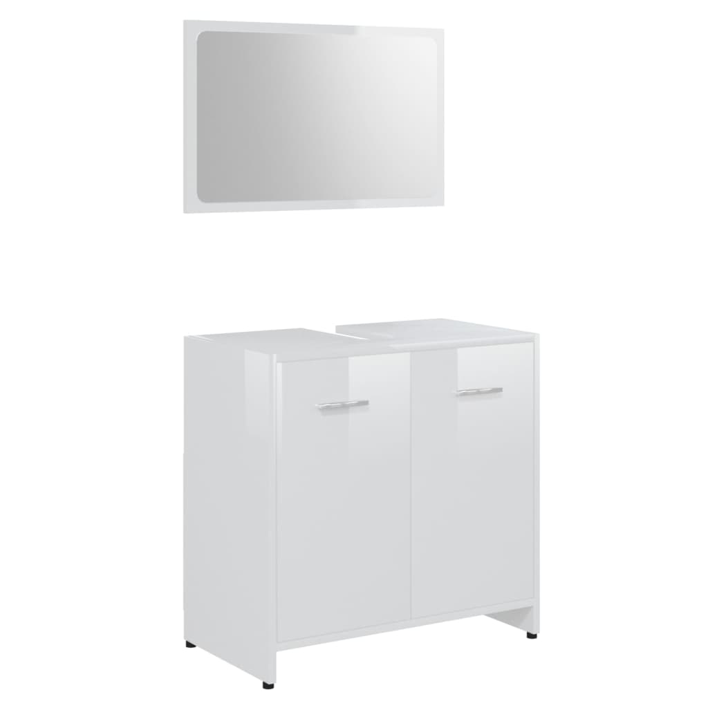 Set Mobili da Bagno 4 pz Bianco Lucido in Truciolato - homemem39