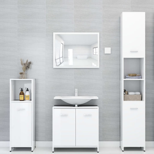 Set Mobili da Bagno 4 pz Bianco Lucido in Truciolato - homemem39