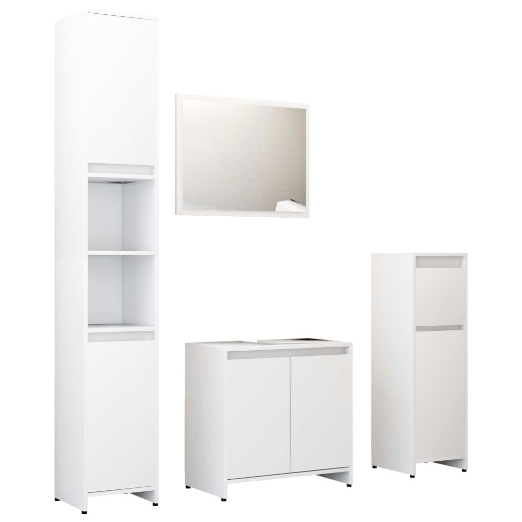 Set Mobili da Bagno 4 pz Bianco in Truciolato - homemem39