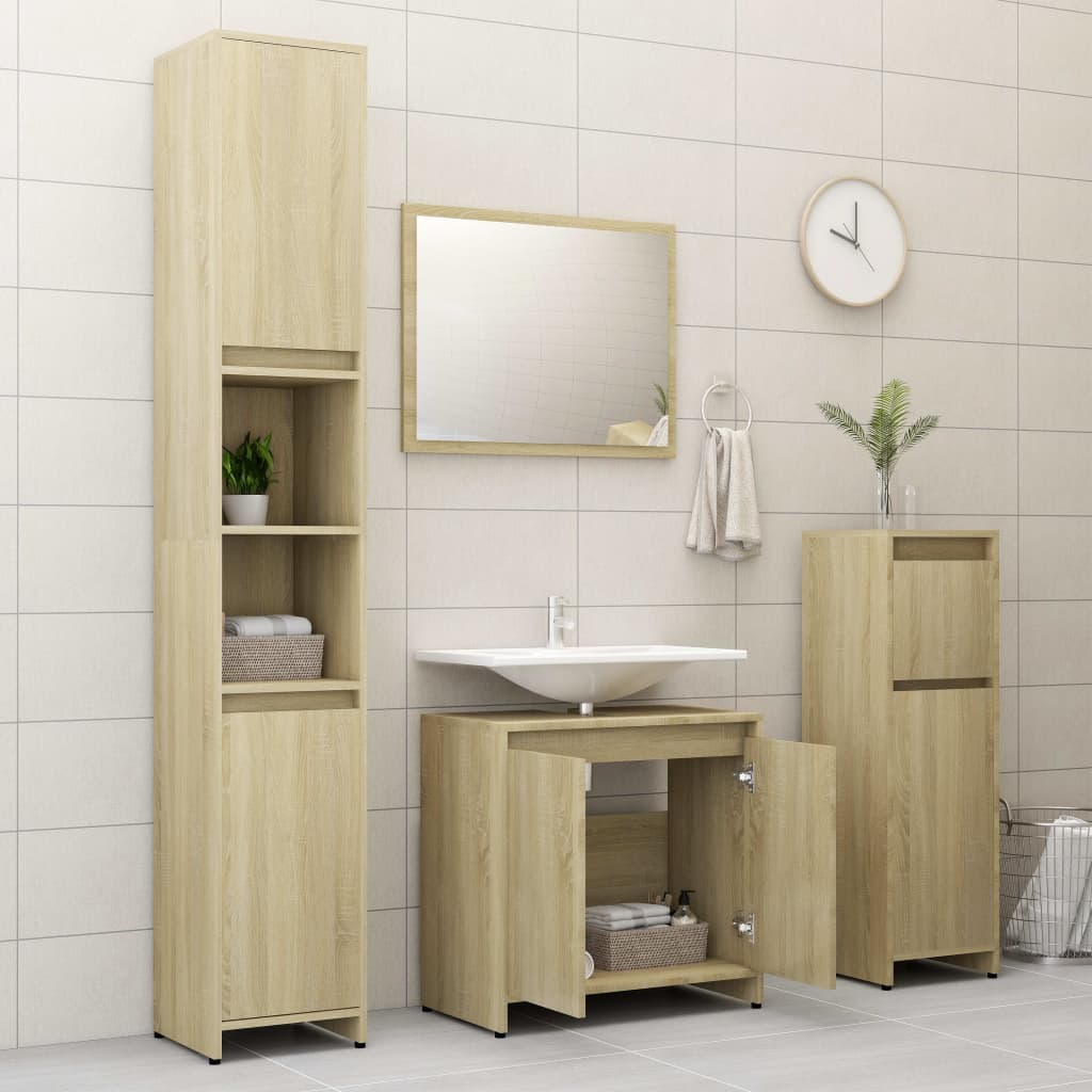 Set Mobili da Bagno 4 pz Rovere Sonoma in Truciolato - homemem39