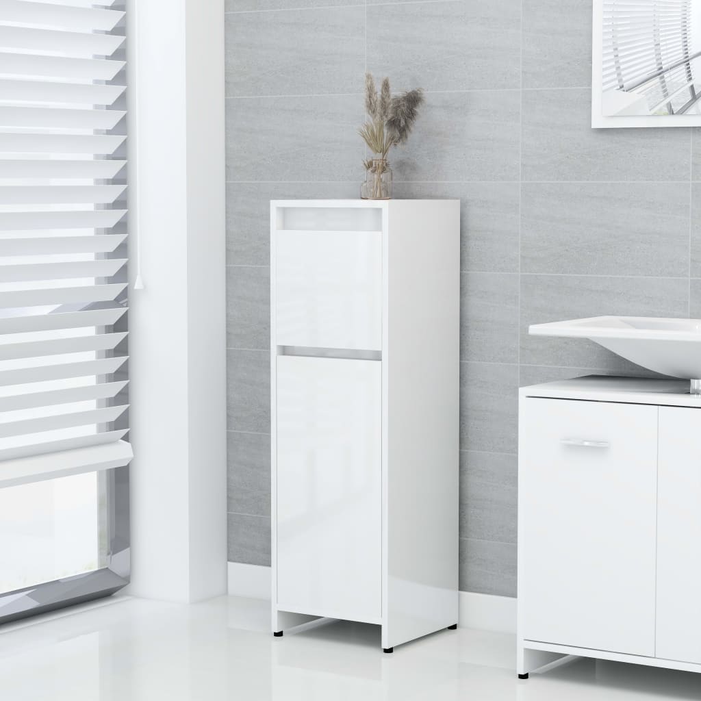 Set Mobili da Bagno 4 pz Bianco Lucido in Truciolato - homemem39