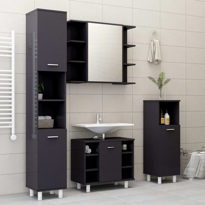 Set Mobili da Bagno 4 pz Grigio Lucido in Truciolato - homemem39