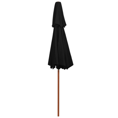 Ombrellone a Due Livelli con Palo in Legno 270 cm Nero - homemem39