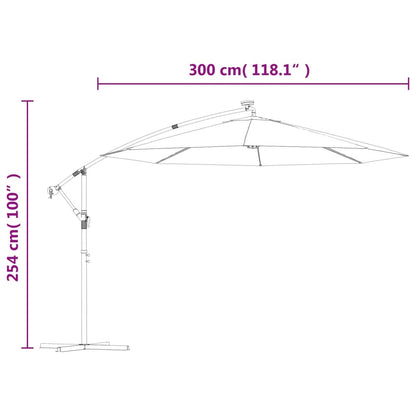 Ombrellone a Sbalzo con LED e Palo in Acciaio Terracotta - homemem39