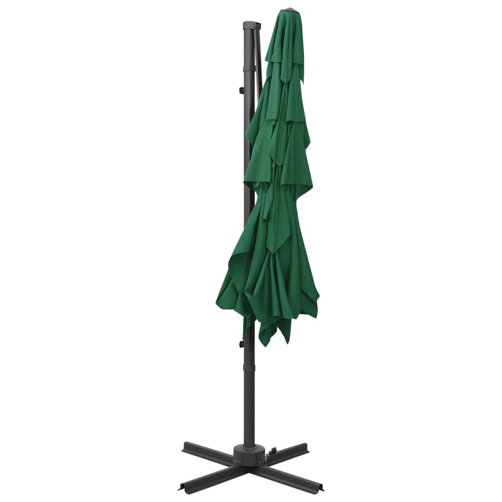 Ombrellone a 4 Livelli con Palo in Alluminio Verde 250x250 cm - homemem39