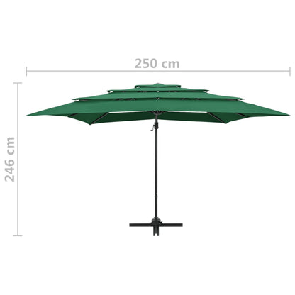 Ombrellone a 4 Livelli con Palo in Alluminio Verde 250x250 cm - homemem39