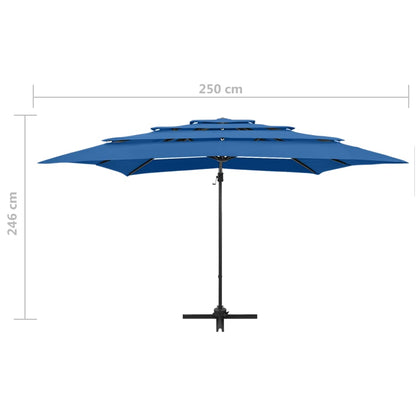 Ombrellone a 4 Livelli con Palo in Alluminio Azzurro 250x250 m - homemem39