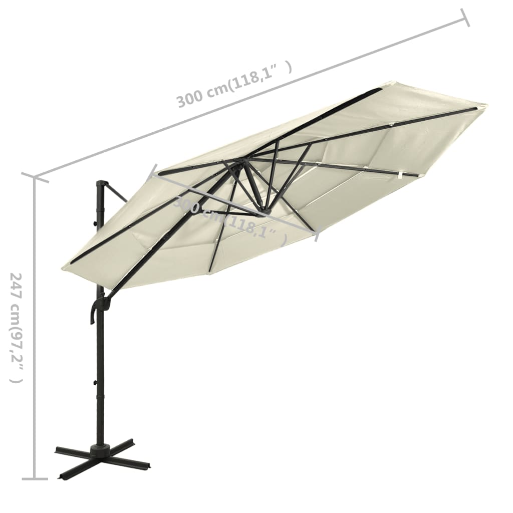 Ombrellone a 4 Livelli con Palo in Alluminio Sabbia 3x3 m - homemem39