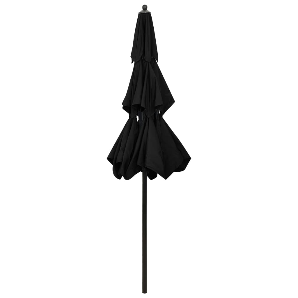 Ombrellone a 3 Livelli con Palo in Alluminio Nero 2,5 m - homemem39