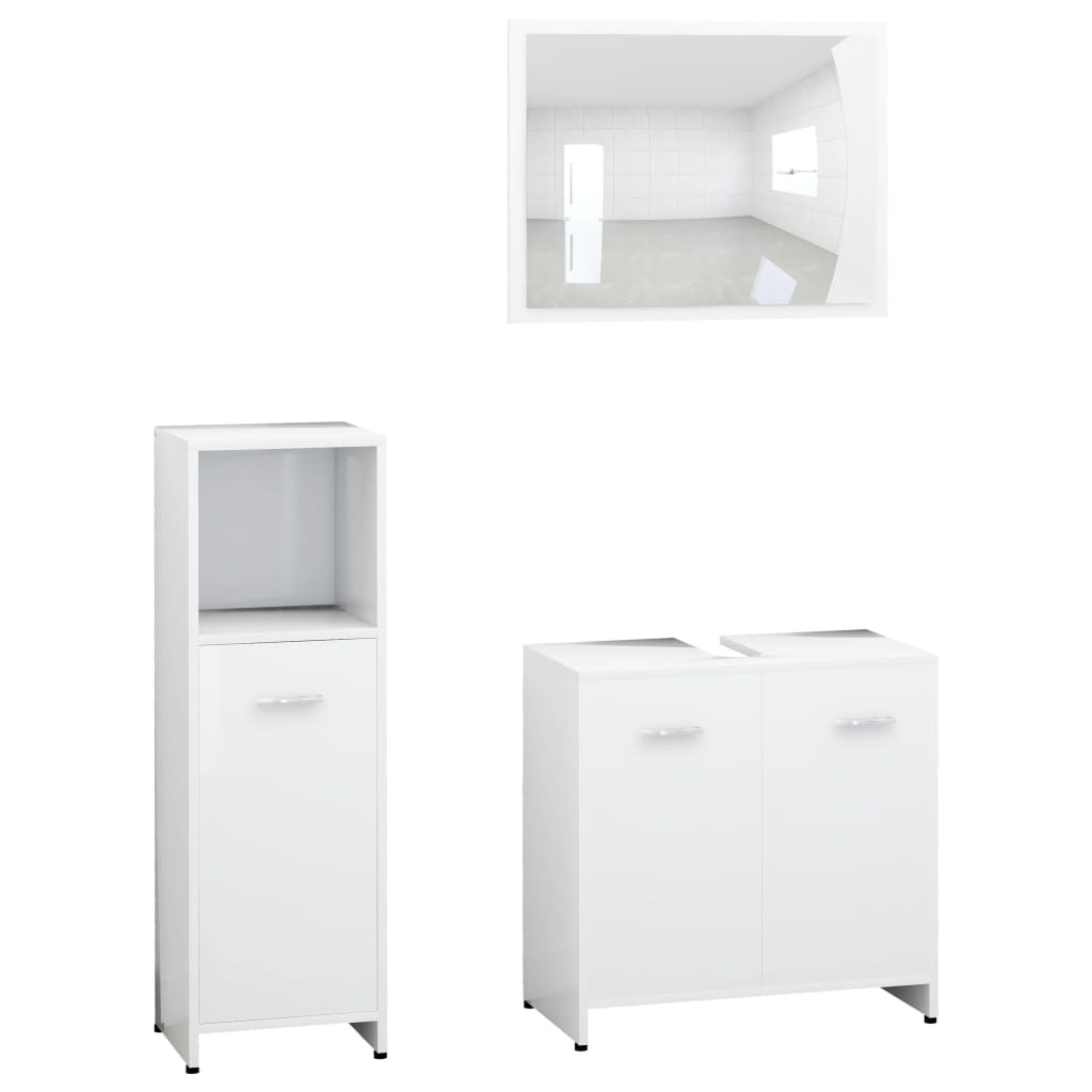 Set Mobili da Bagno 4 pz Bianco in Legno Multistrato - homemem39