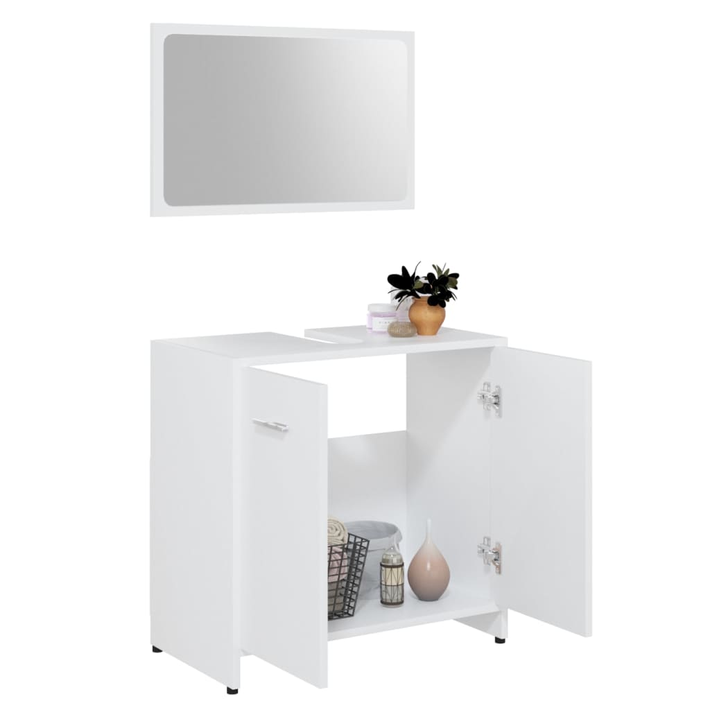 Set Mobili da Bagno 4 pz Bianco in Legno Multistrato - homemem39