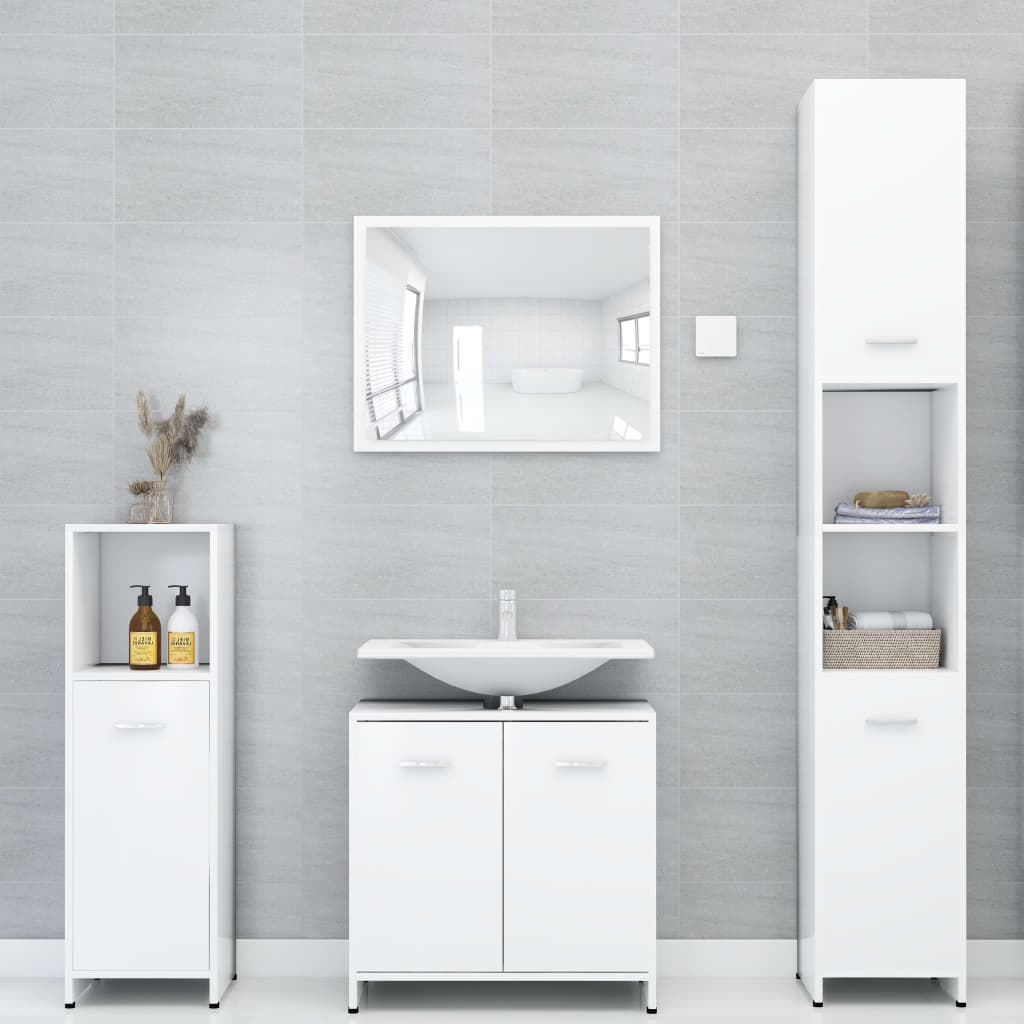 Set Mobili da Bagno 4 pz Bianco in Legno Multistrato - homemem39