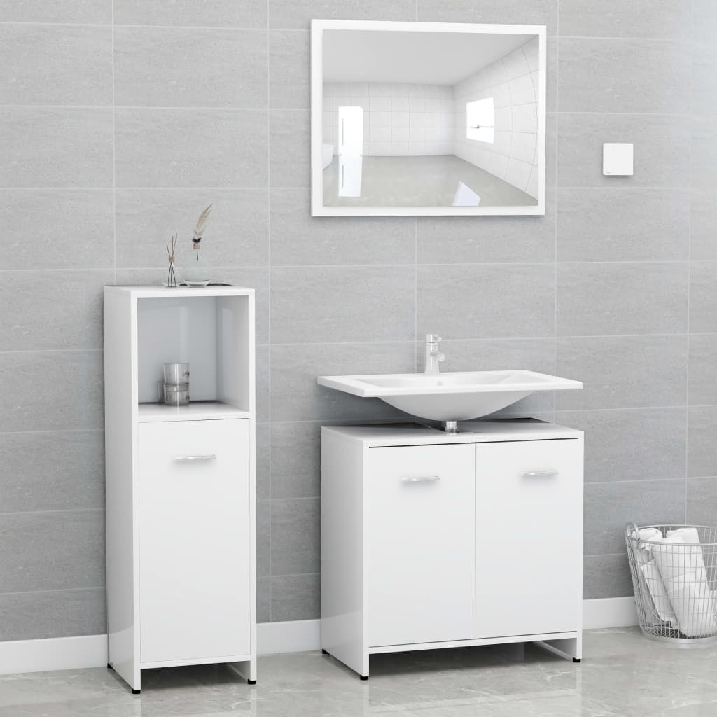 Set Mobili da Bagno 4 pz Bianco in Legno Multistrato - homemem39