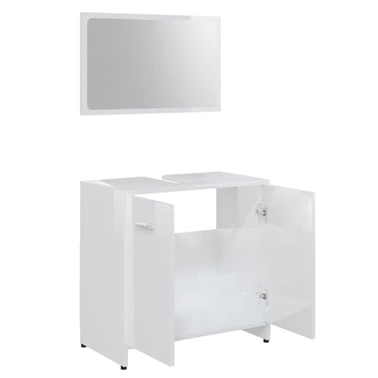 Set Mobili da Bagno 3 pz Bianco Lucido in Truciolato - homemem39