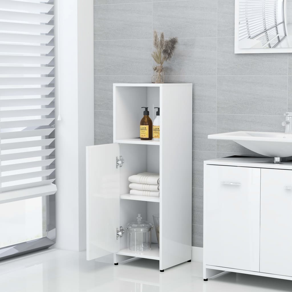 Set Mobili da Bagno 3 pz Bianco Lucido in Truciolato - homemem39