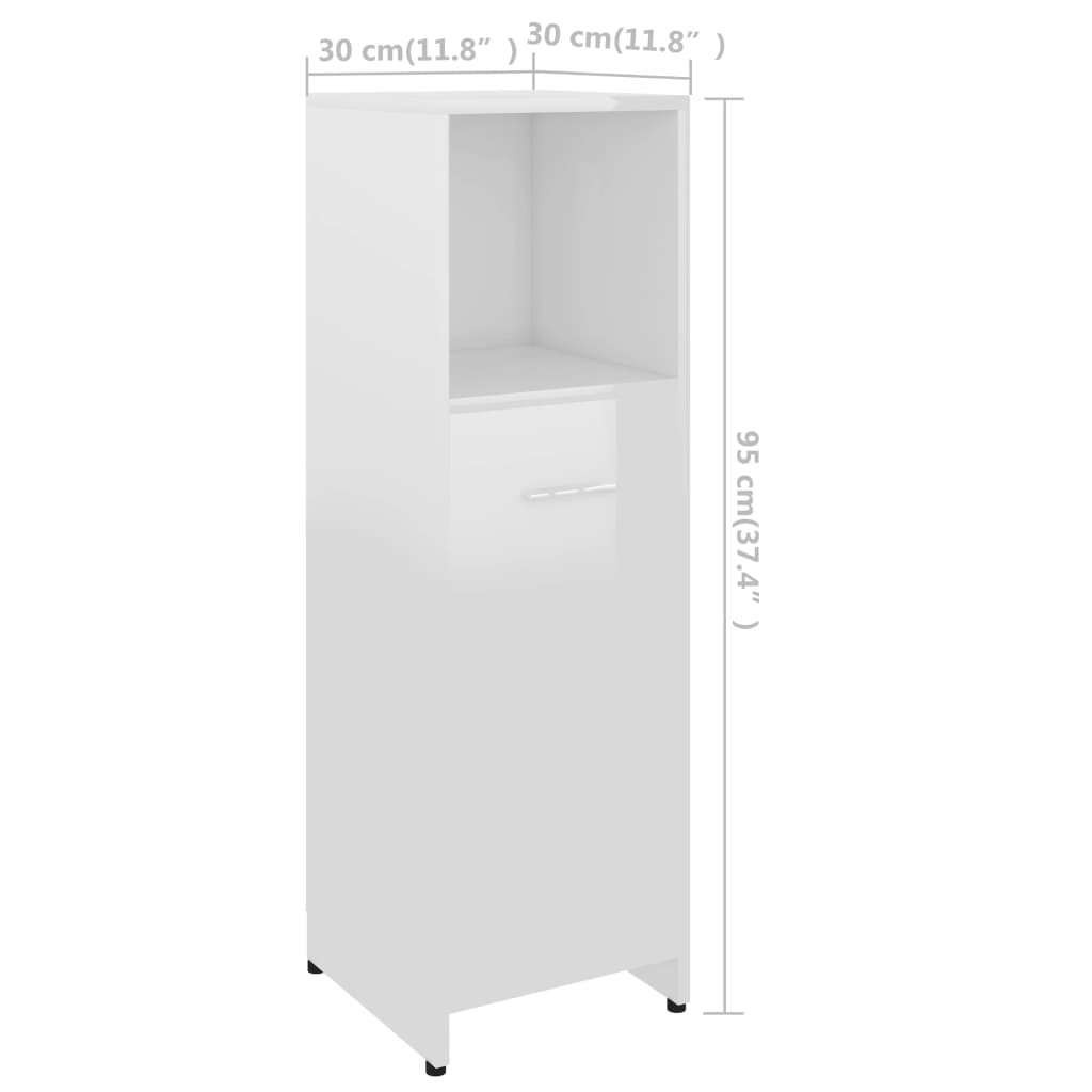 Set Mobili da Bagno 3 pz Bianco Lucido in Truciolato - homemem39