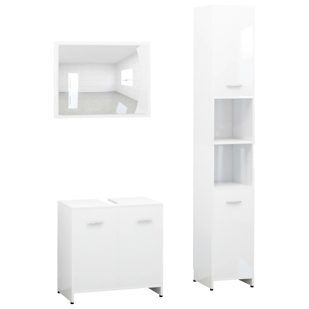 Set Mobili da Bagno 3 pz Bianco in Truciolato - homemem39