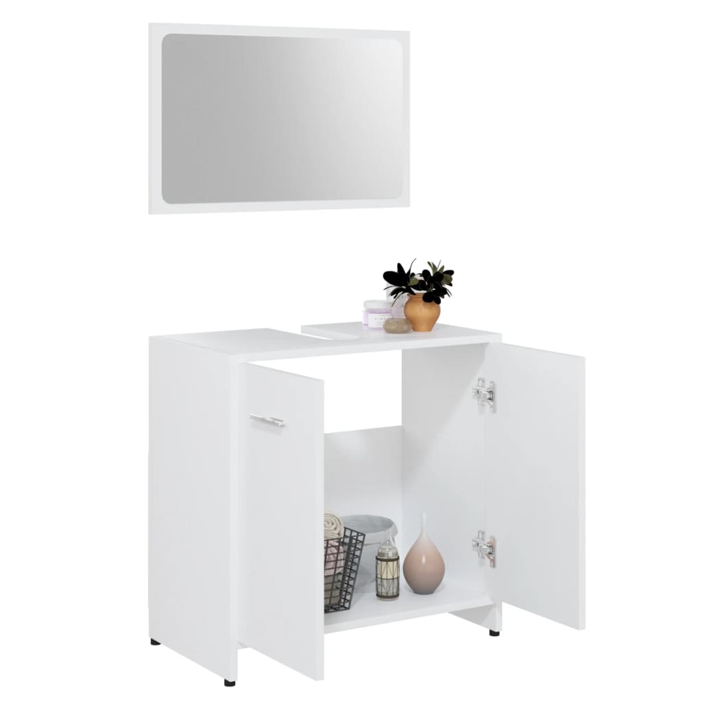 Set Mobili da Bagno 3 pz Bianco in Truciolato - homemem39