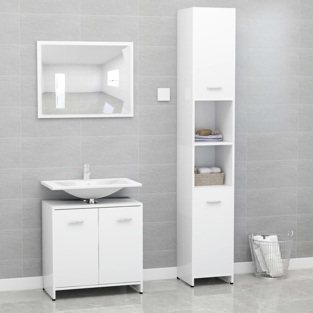 Set Mobili da Bagno 3 pz Bianco in Truciolato - homemem39