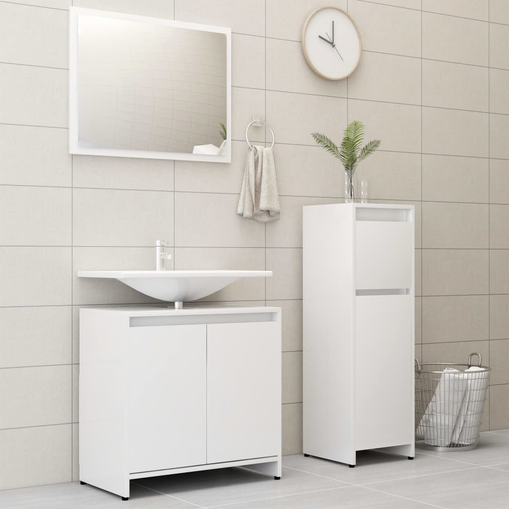 Set Mobili da Bagno 3 pz Bianco in Truciolato - homemem39