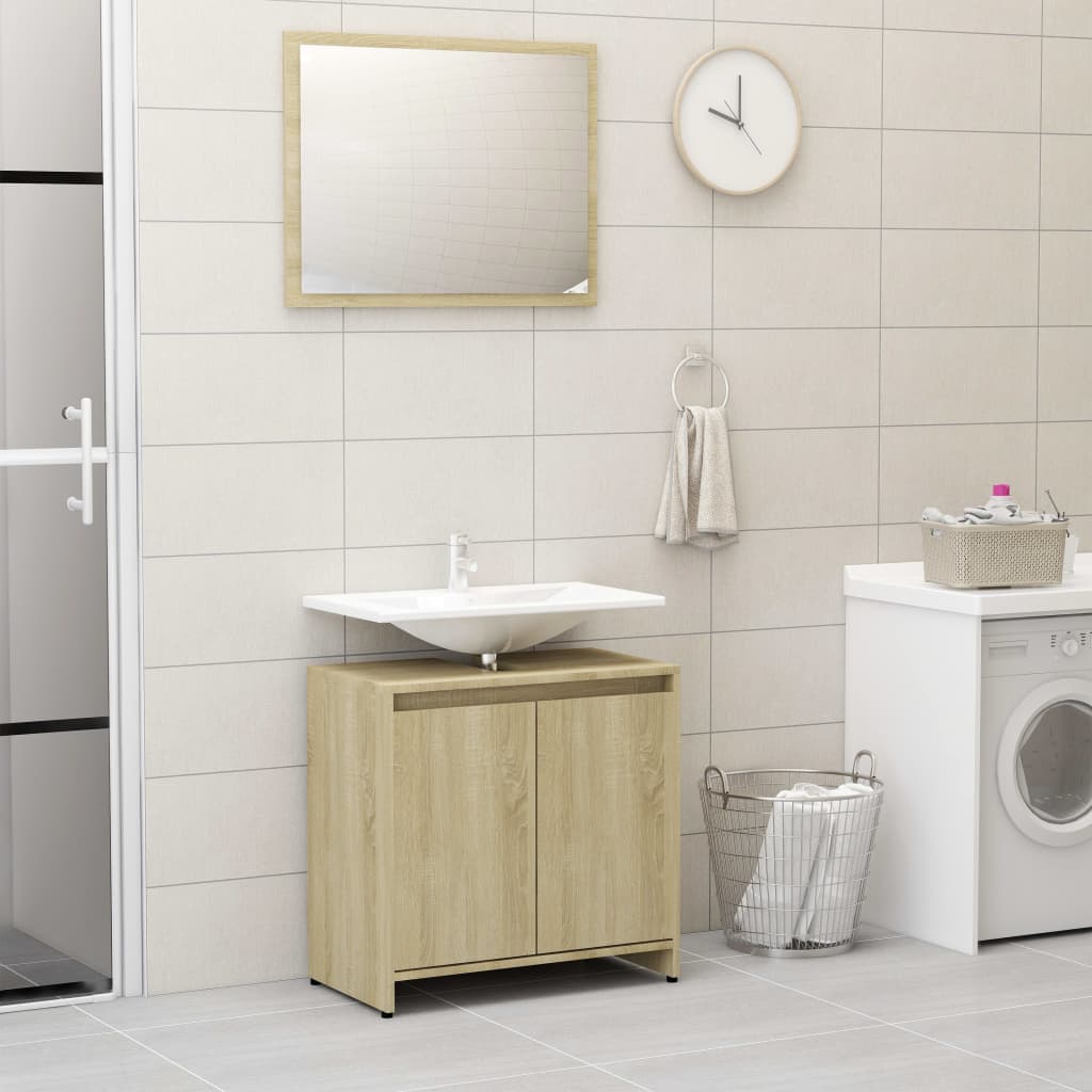 Set Mobili da Bagno 3 pz Rovere Sonoma in Truciolato - homemem39