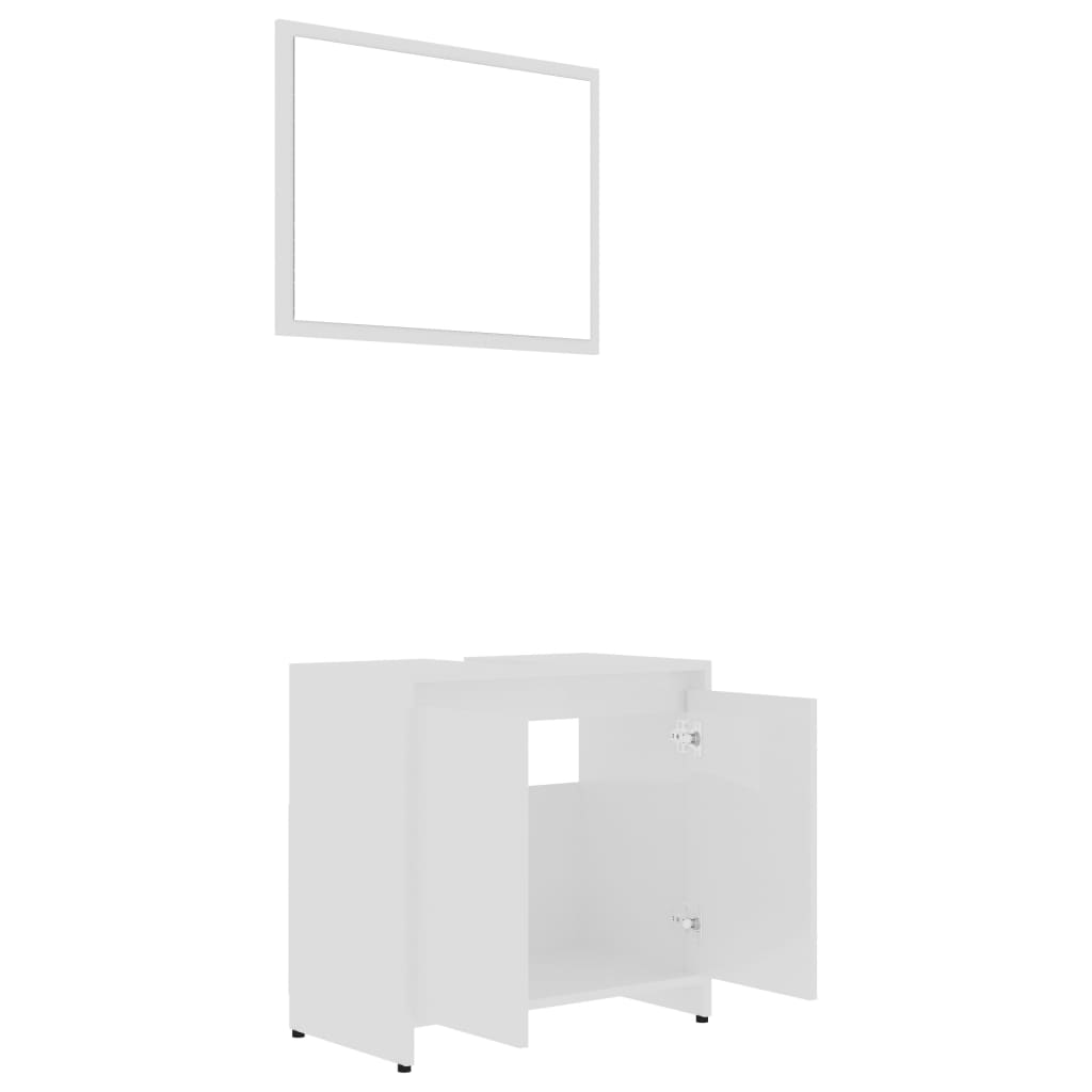 Set Mobili da Bagno 3 pz Bianco Lucido in Truciolato - homemem39