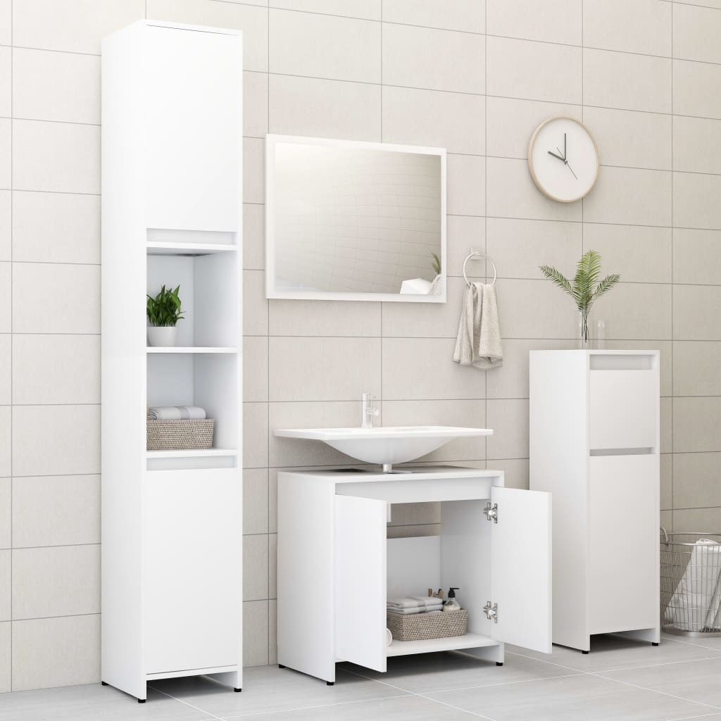 Set Mobili da Bagno 3 pz Bianco in Truciolato - homemem39