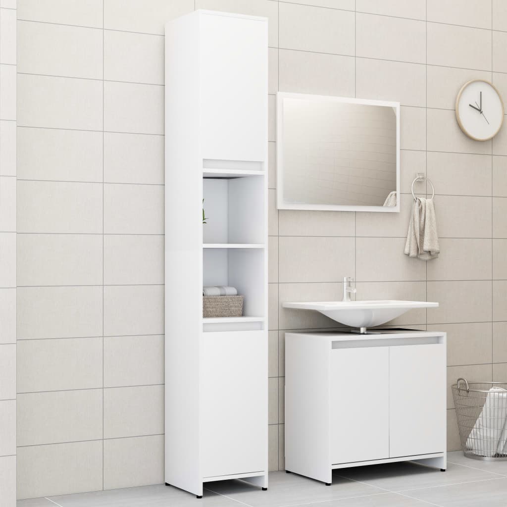 Set Mobili da Bagno 3 pz Bianco in Truciolato - homemem39