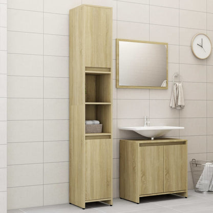 Set Mobili da Bagno 3 pz Rovere Sonoma in Truciolato - homemem39