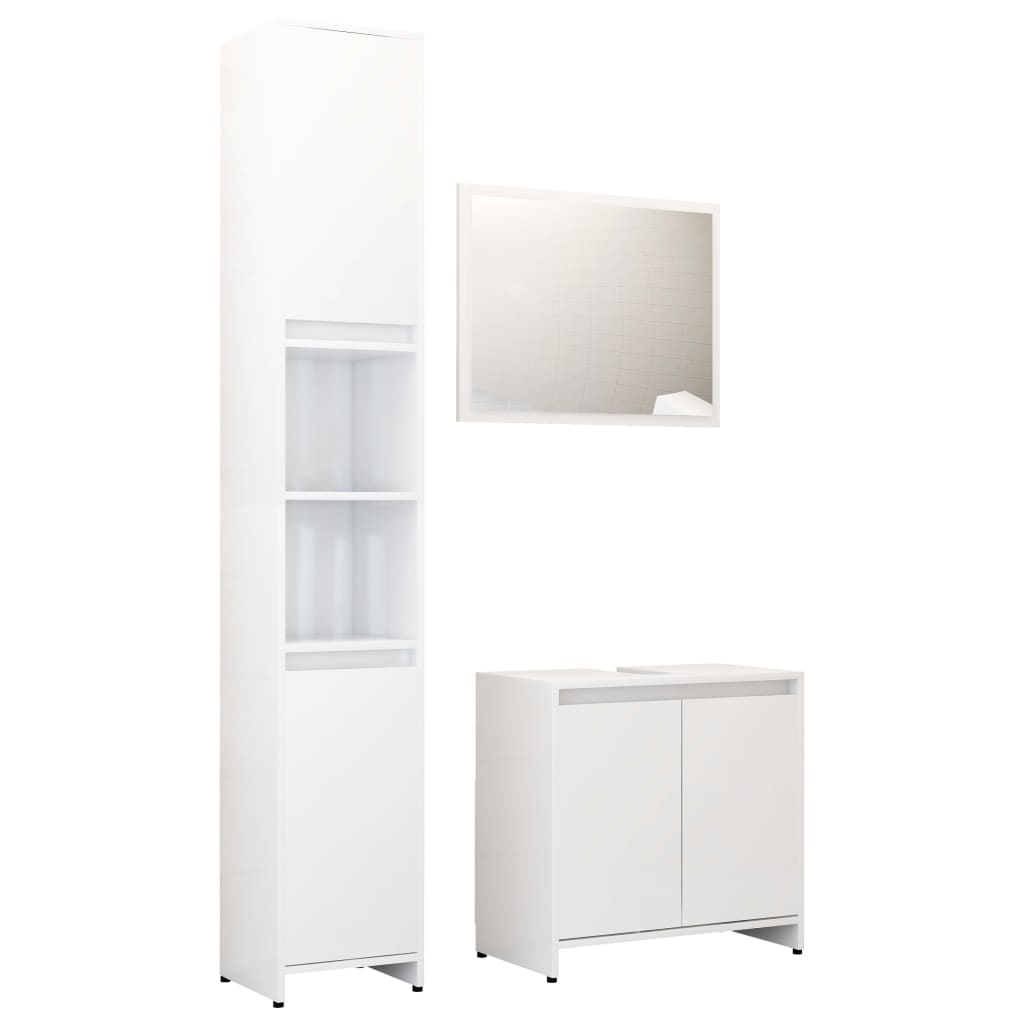 Set Mobili da Bagno 3 pz Bianco Lucido in Truciolato - homemem39